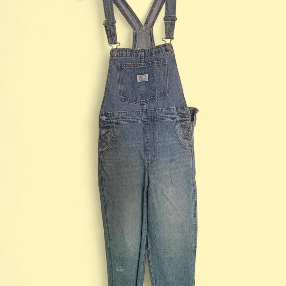 Levis blue denim overalls with